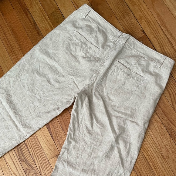 ♻️Linen Oatmeal Flare Wide Trousers Fresh Fabric Casual Dress Work Beach Summer - Picture 5 of 6